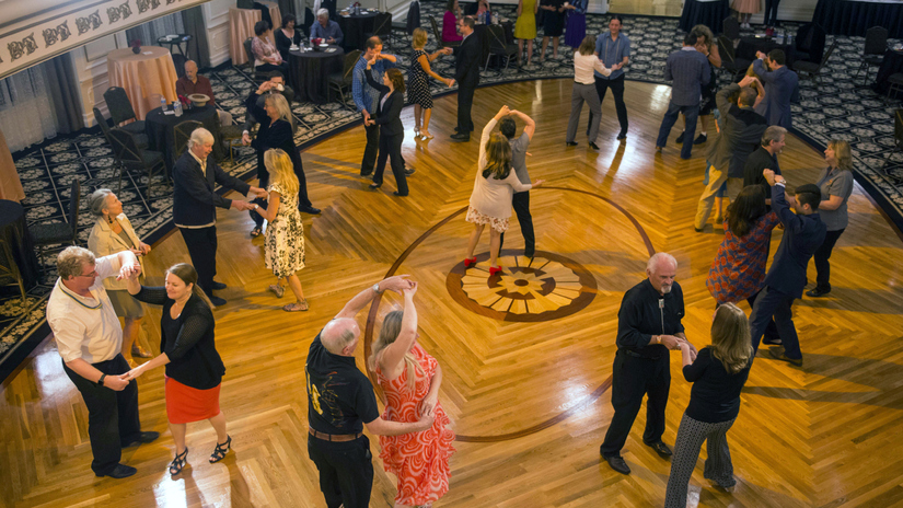 The Church of Scientology hosts monthly swing dancing for charity at the Fort Harrison ballroom.