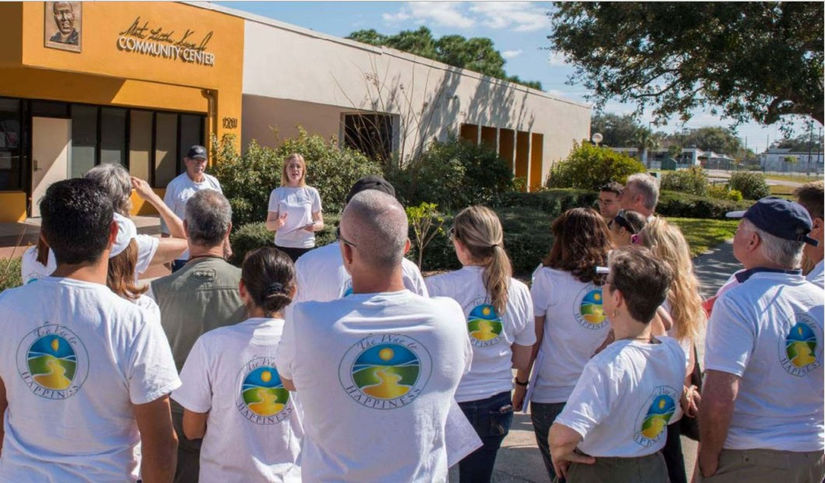 The Way to Happiness Association cleanup launches from the Martin Luther King Community Center in the Greenwood neighborhood of Clearwater, Florida.